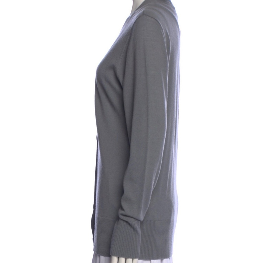 Tory Burch Light Weight Wool Cardigan with Silver Logo Buttons - Picture 3 of 10